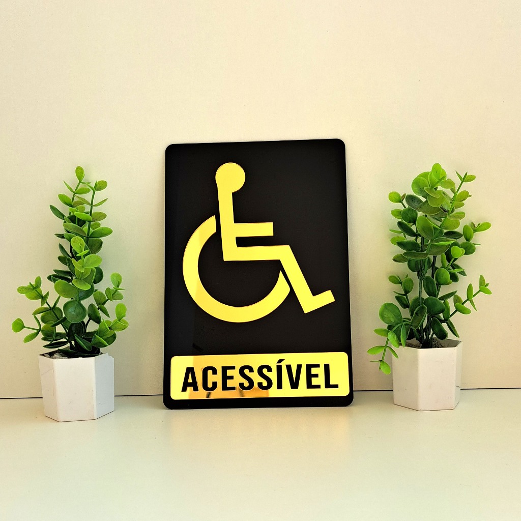 Placa Decorativa Banheiro Wc em acrílico - Sinalização Pcd