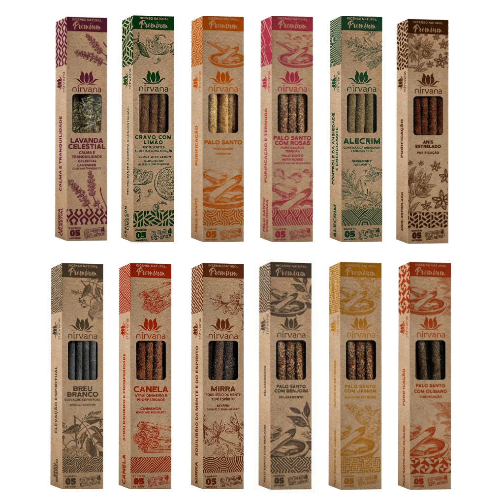 Incenso Nirvana Natural Longa Duração Linha Premium - Diversas Fragrâncias