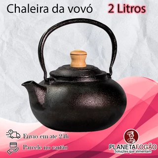 Chaleira Bule Da Vovó Em Ferro Fundido Com Alça E Tampa de Ferro 2 Litros em Oferta na Shopee