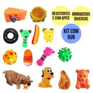 Brinquedo Mordedor Pet Cachorro Animais Kit C/ 5 Franxica de borracha p/ Cães Atacado