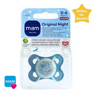 Chupeta MAM Brilha Escuro Night 0-6 M Silicone Menino Azul