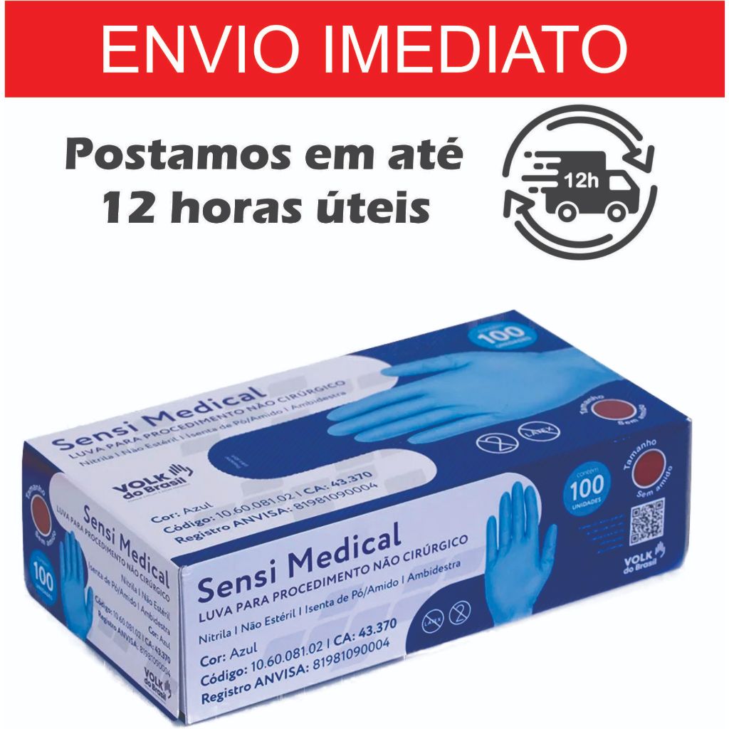 Luva Nitrilica Azul Caixa C/ 100Un | Shopee Brasil
