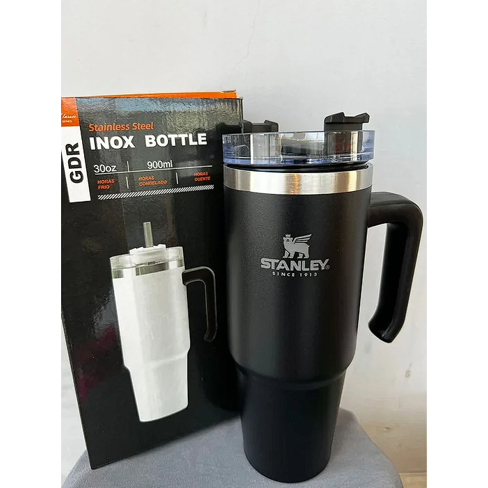 Caneca térmica Stanley 900 ml com Alça e Canudo ,Copo inox