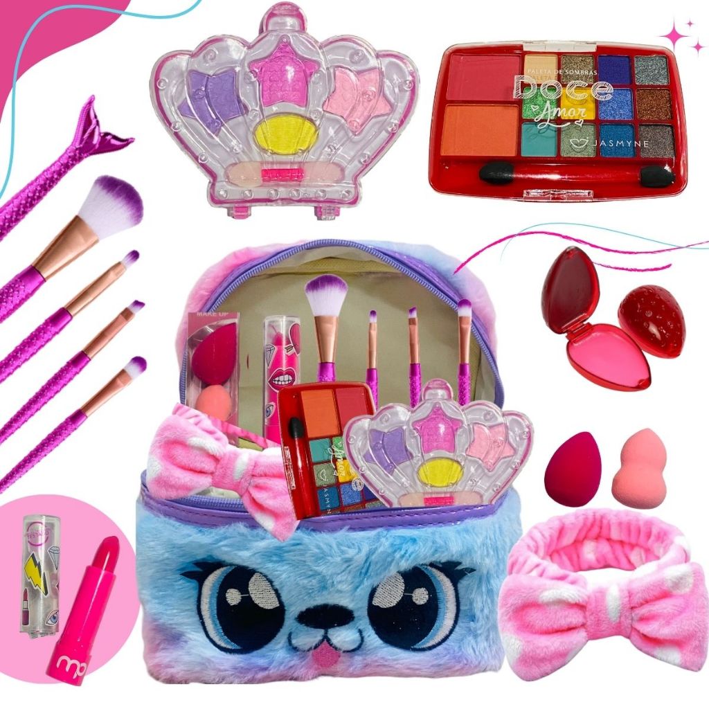 Brinquedo Infantil Kit Maquiagem para Boneca Little Beauty BAR-14222 -  Maquiagem Virtual