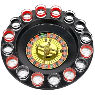 Jogo Roleta Drink Shot 16 Copos Vidro Bebida Cassino Grande Destilado Dose
