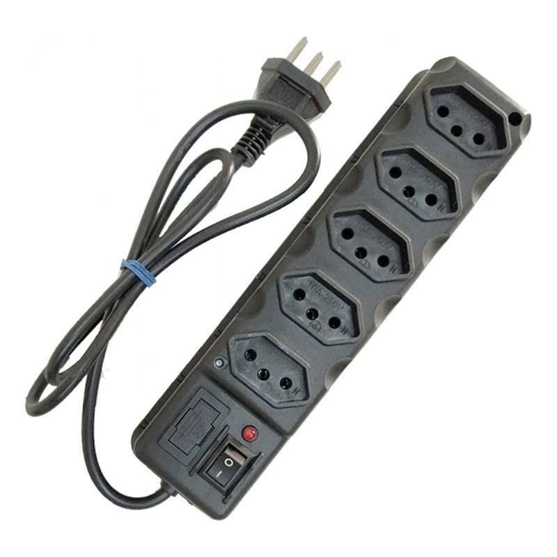 Filtro de linha 3 ou 5 tomadas régua extensão com fusível - bivolt cabo 85cm