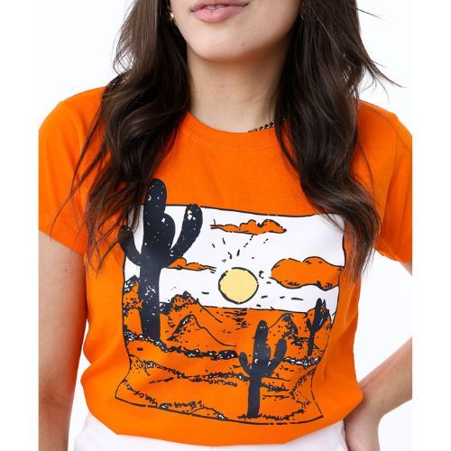 T-shirt Feminina Tigre colorido – Laranja – Moda Kasual