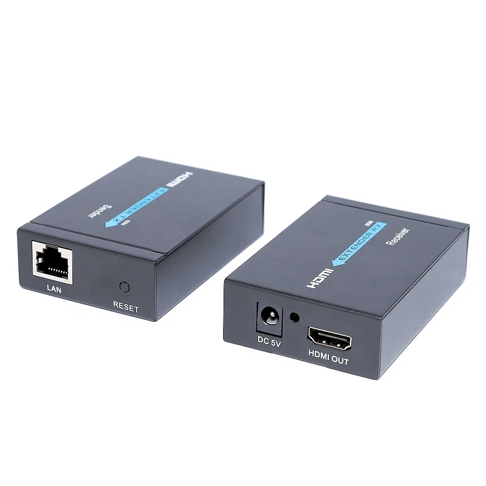 Extensor Hdmi Rj45 60m 60 Metros Adaptador Cabo Rede Cat 6 7