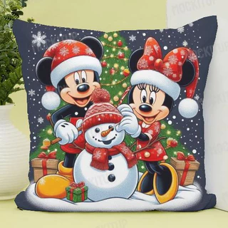 Capa de Almofada Mickey e minnei natal decoração natalina tecido oxford 45x45 com ziper