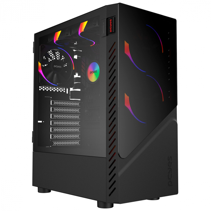 Gabinete Gamer Set Black Vulcan - Lateral Em Vidro - Pcyes - Gsbvpbr