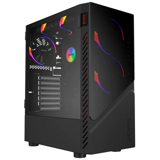 Gabinete Gamer Set Black Vulcan - Lateral Em Vidro - Pcyes - Gsbvpbr