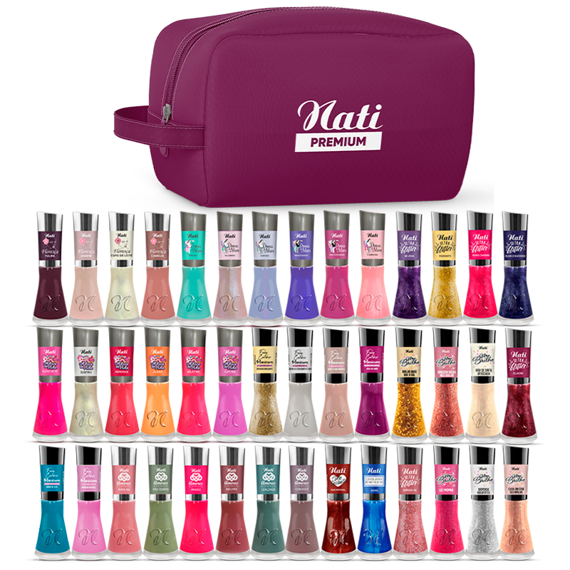 Kit Esmaltes Nati - 42 Cores Sortidas + Necessaire