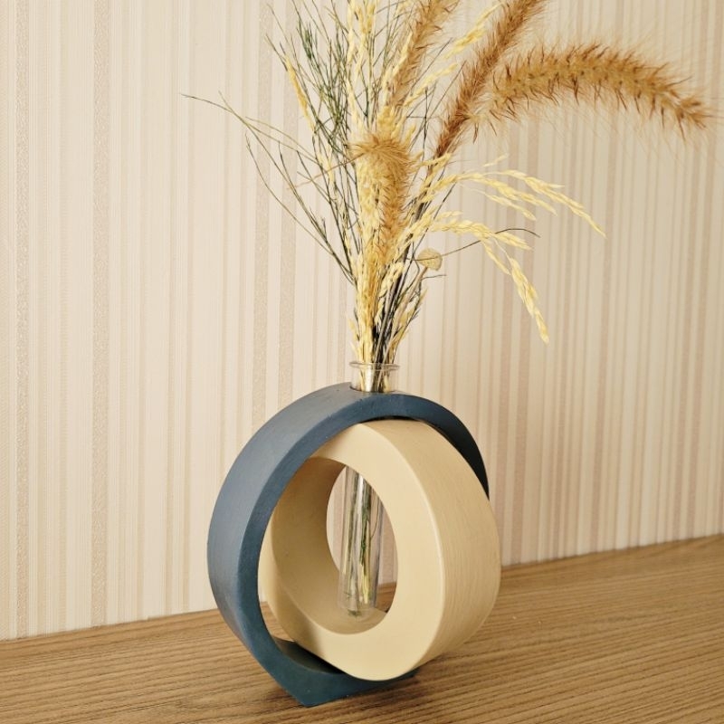 Dupla de Vasos Redondo COM tubo hidroponico Design Orgânico minimalista para sala, quarto Estilo Nordico