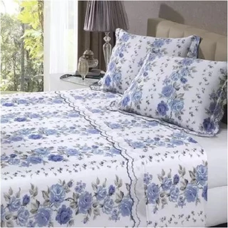 Kit Jogo de Lençol Queen 4 Peças com Elástico 1,98m x1,58m x 0,3m de Altura Estampas Sortidas - IMPERDÍVEL!!!