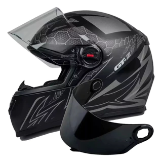 Capacete Masculino Fw3 Gt2 Preto Fosco Mais Viseira Fumê