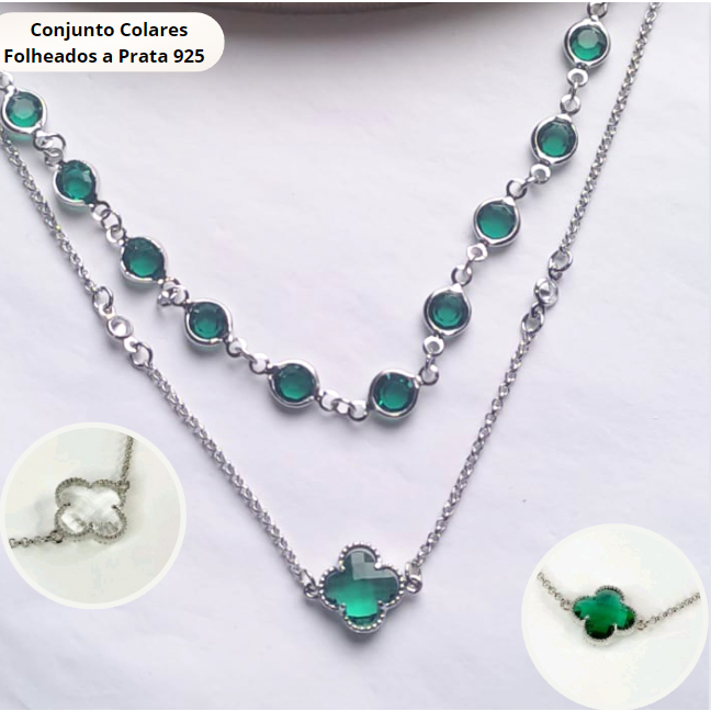 Mix Colar Conjunto Colares Choker gargantilha Tiffany Pedra Verde ...