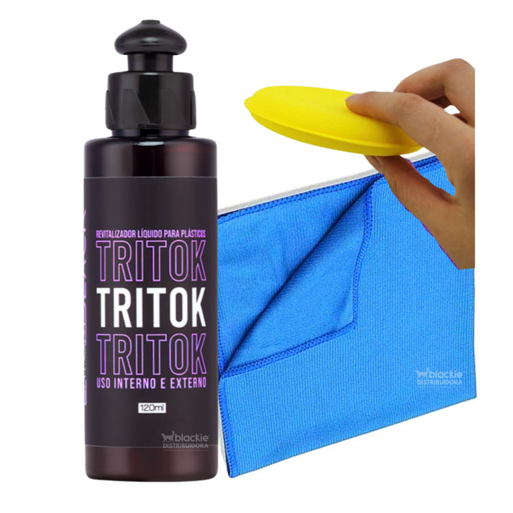 Kit Revitalizador de Plastico Tritok Batom Black 1 Toalha Microfibra 1 ...