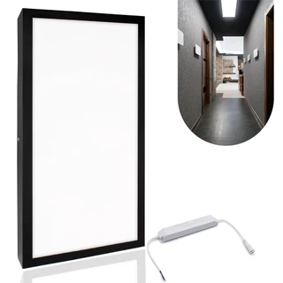 Painel Led Plafon Sobrepor 40w 30x60 Preto Luz Branco Frio