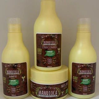 KIT P CABELOS CACHEADOS HIDRATAÇÃO MANDIOCA TODATODA 4 ITENS