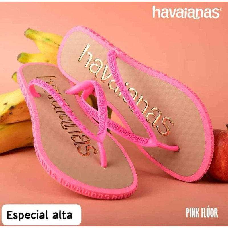 Chinelo Havaianas Feminino Lançamento Slim Maldivas Palmilha Metalizado ...