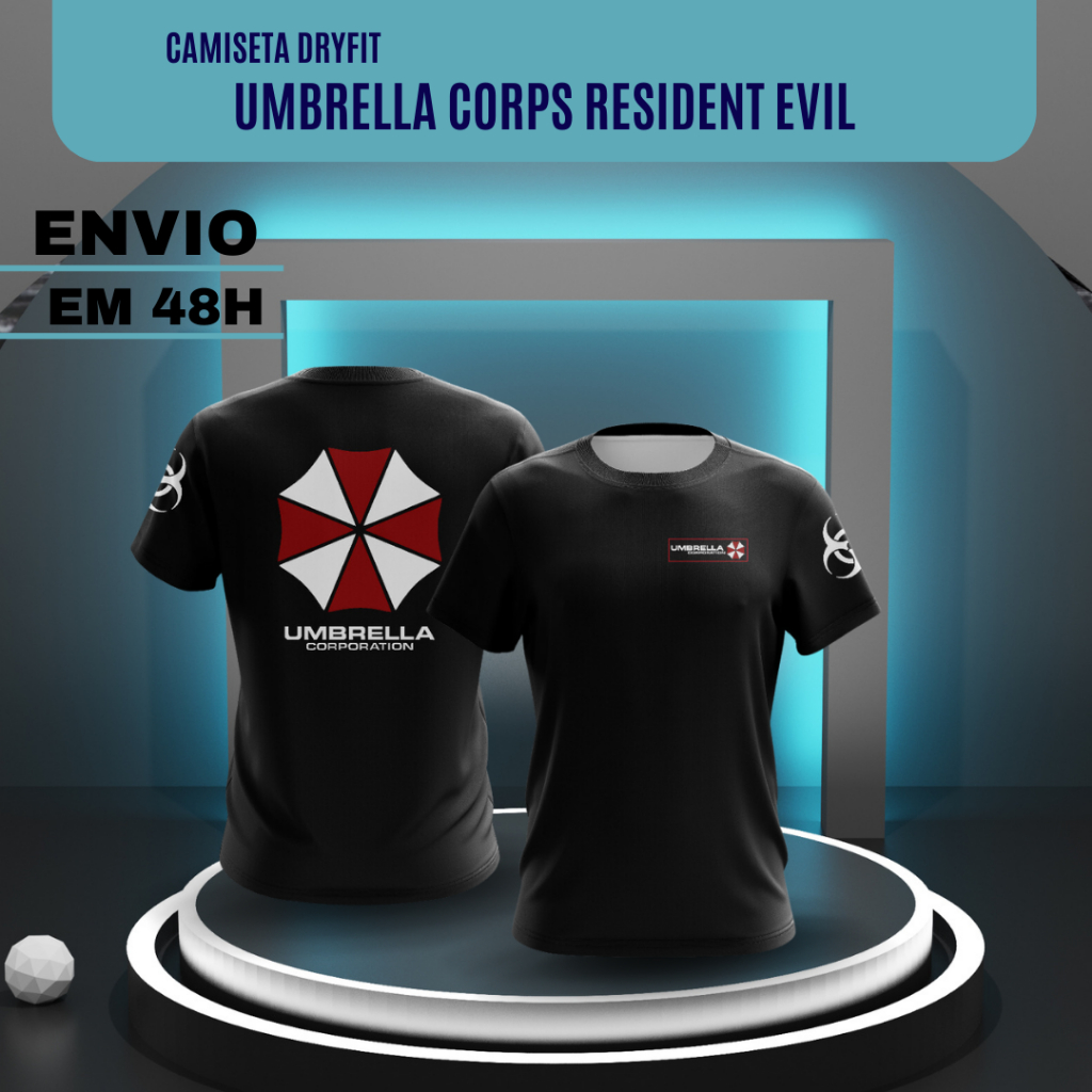 Camiseta Dry Fit Umbrella Corps Resident Evil Geek Nerd Otaku Gamer