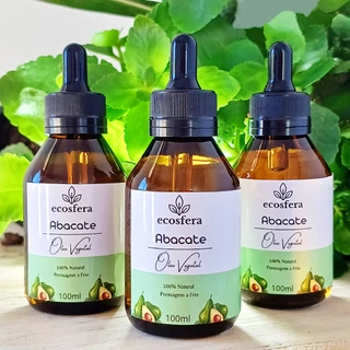 Óleo Vegetal de Abacate - 100ML - Prensado a Frio - Concentrado, 100% Puro. Tratamento de Pele e Cabelo