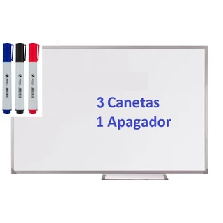 Lousa Quadro Branco Moldura De Aluminio + 3 Canetas e Apagador - Varios Tamanhos
