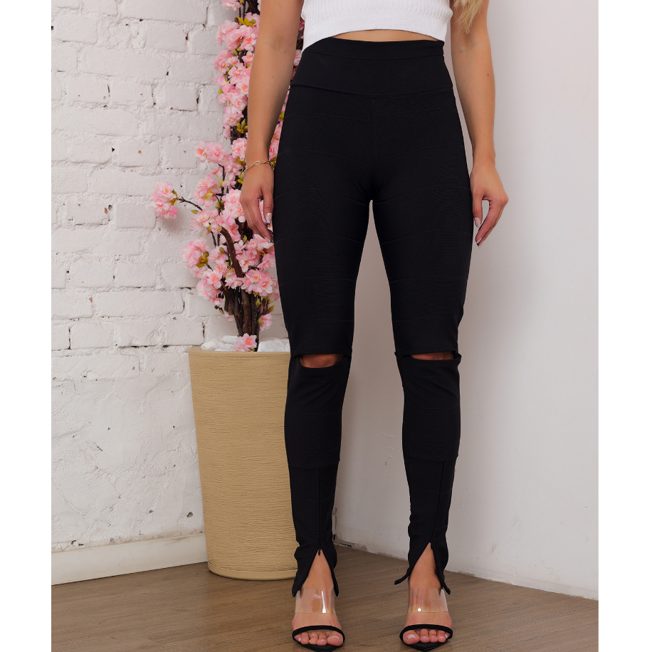 Leggin/ Abertura no joelho/ Zíper na perna/ Empina bumbum/ S095