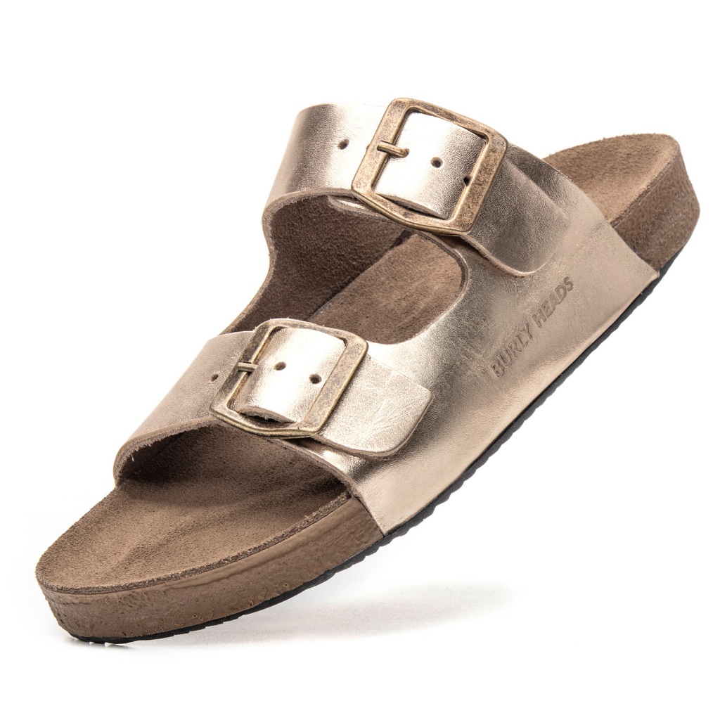 Sandália Papete Feminina Birken Ergonômica Antistress Macio Couro Legitimo Ouro