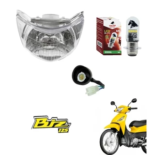 Bloco Optico Do Farol Moto Biz 125 06 á 10 C/ Soquete + Lâmpada Led