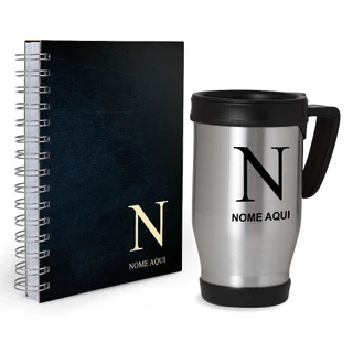 Kit Agenda 2027 + caneca Personalizada iniciais masculinas com seu nome