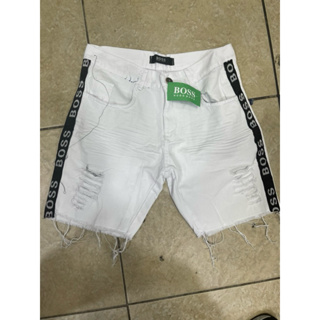 Bermuda Masculina Jeans Colorida Destroyed Rasgada Desfiada Presente Bonito  Para Homem Natal Ano Novo