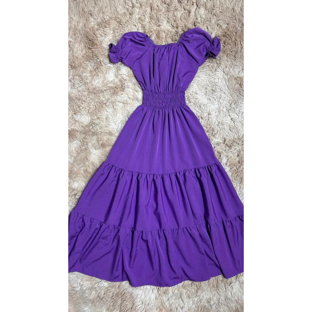 longo vestido roxo infantil