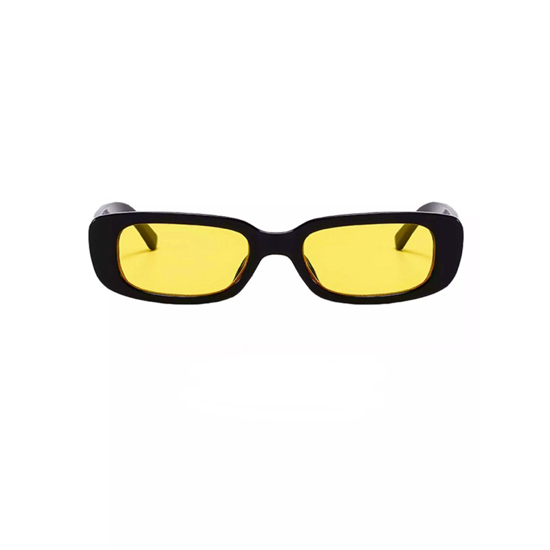 óculos de sol retro retangular lentes amarelas preto quadrado aviador ...