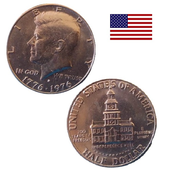 America Moneta Mezzo Dollaro Del 1976 Kennedy Bicentenario - Foto 11