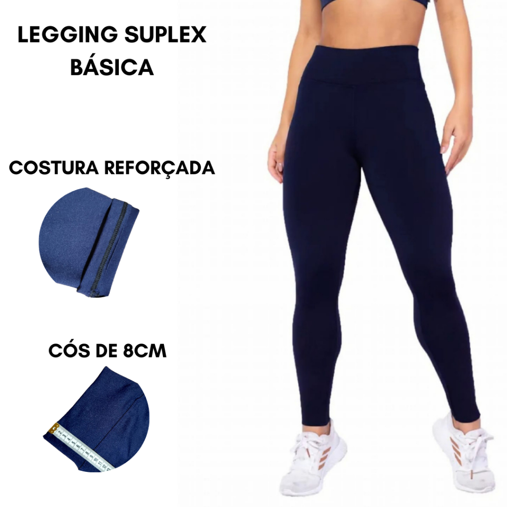 Calça Legging Fitness Suplex Lisa Academia Musculação (azul marinho, M) em  Promoção na Shopee Brasil 2024