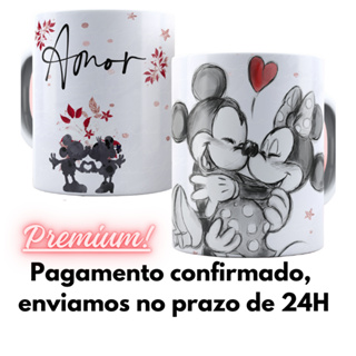 Caneca personalizada de porcelana cerâmica 325ml - Coleção mickey e minnie frases