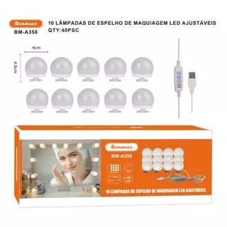 Kit 10 Lâmpadas de Espelho Camarim LED Ajustável - A358