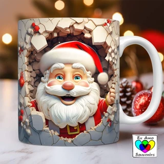 Caneca Papai Noel 3D Feliz