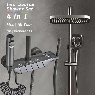 ata cinzenta chrome 3/4-way torneira do chuveiro chuvas chuveiro misturador de água quente e fria bidé torneira Termostática Do Banheiro Fosco Conjunto