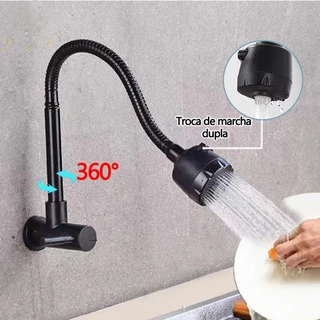 Torneira de cozinha gourmet Torneira preta flexível de parede torneira