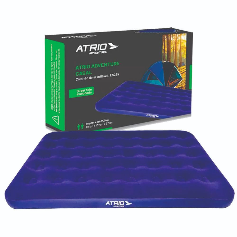 Colchão Inflável de Casal Multiuso 191x137x22 + Kit Reparo Atrio Multilaser