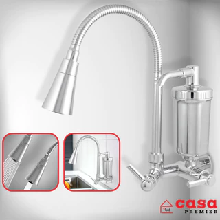 Torneira Cozinha Parede Com Filtro ABS Flexível Plus Gourmet Cromada Dupla Função Luxo