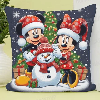 Capa de Almofada Mickey e Minnei Natal decoração e presentes natalinos tecido oxford 45x45