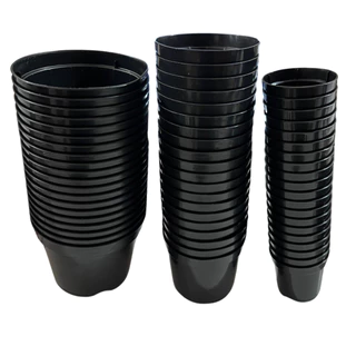 Kit 60 vasos para plantas na cor Preta ( Pote 11, pote 9, pote 6 )