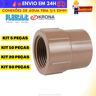 Luva 25mm 3/4 Marrom LR Soldável com Rosca - Platilit/Krona