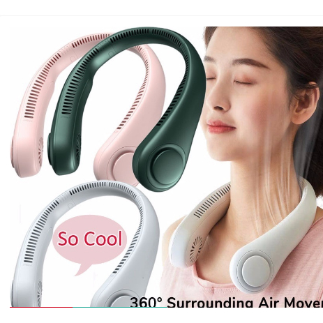 ventilador portátil de pescoço recarregável USB sem folhas ventiladores pendurados