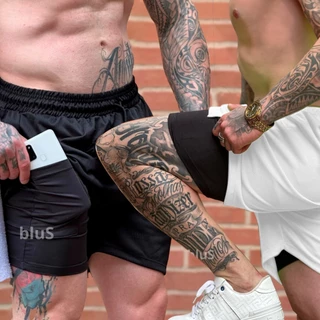 Kit 2 Bermuda 2 em 1 Masculino Treino Academia Corrida