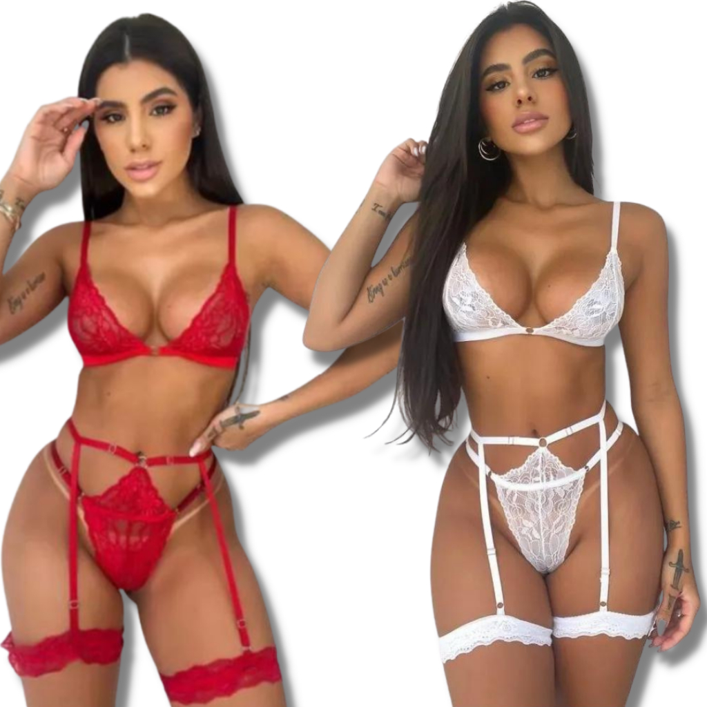 Kit 2 Conjunto Lingerie Sexy Gladiadora Sensual Renda Fantasia Erótica Langerie Sex Shopee Brasil 