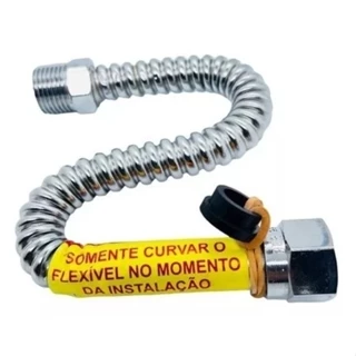 Engate Tubo Rigido Inox Agua Quente Fria Aquecedor 1/2 40cm com Niple